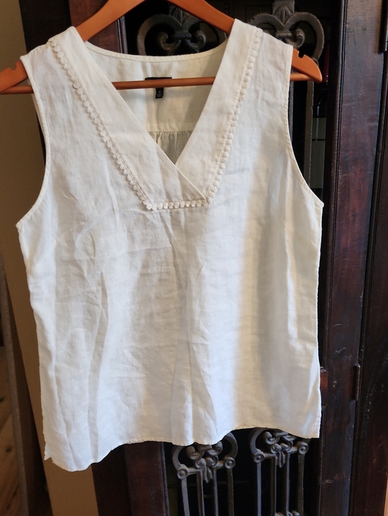 Talbots Tops - Talbots Cream Linen V-Neck Sleeveless Camisole